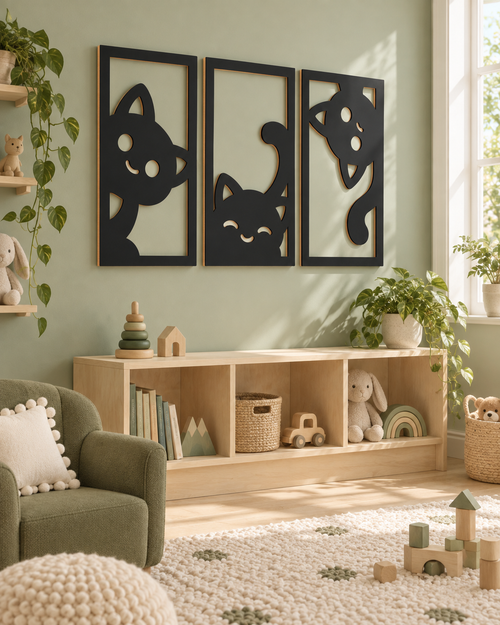 Chats Malicieux™ — Trio de décorations murales 🐱