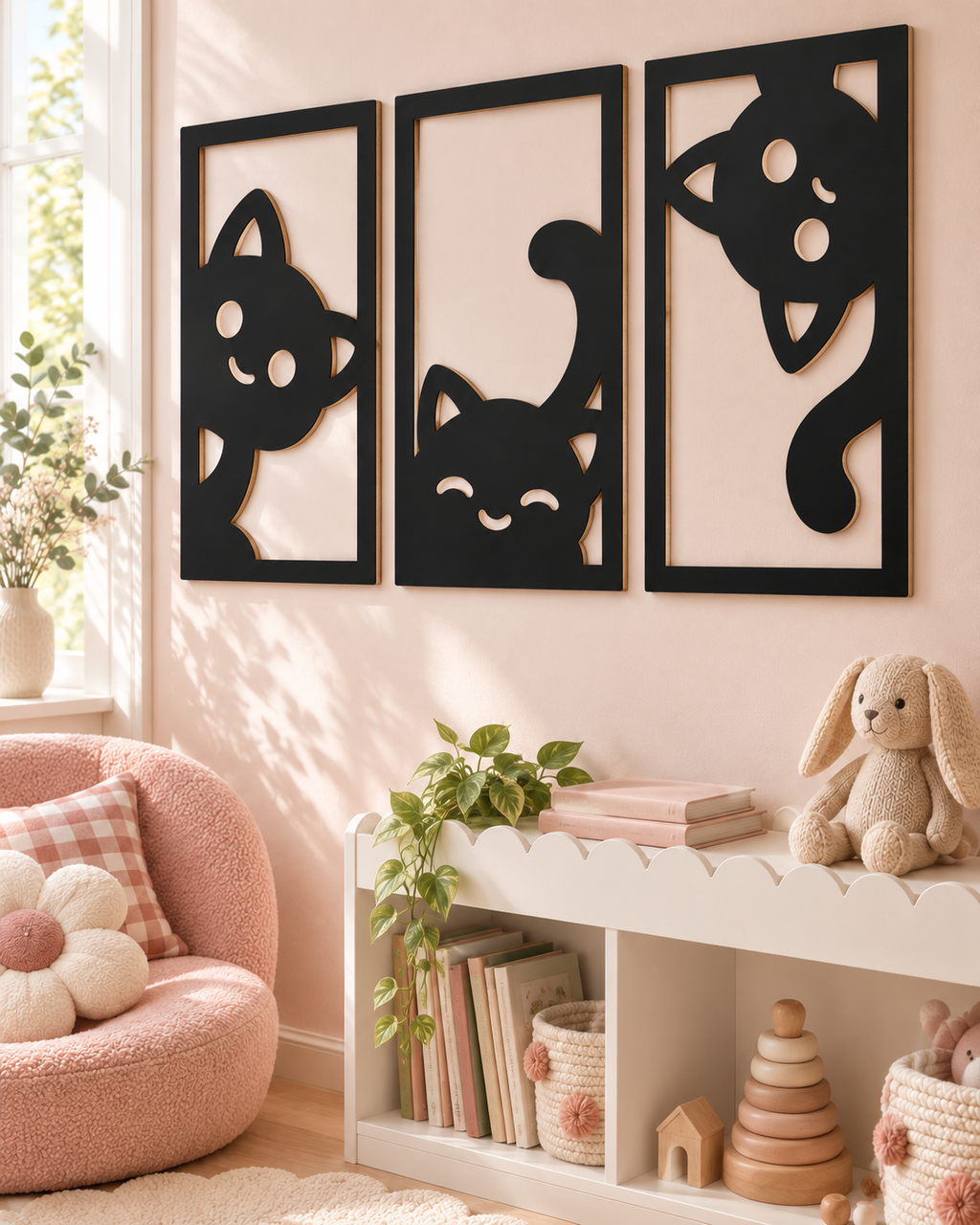 Chats Malicieux™ — Trio de décorations murales 🐱