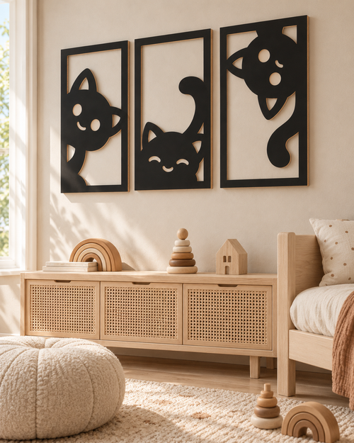 Chats Malicieux™ — Trio de décorations murales 🐱