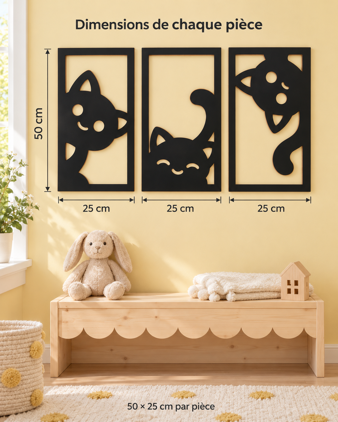 Chats Malicieux™ — Trio de décorations murales 🐱